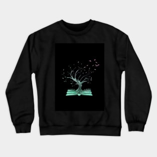 Mystical Knowledge Tree Growing from an Opened Book Crewneck Sweatshirt